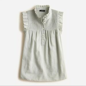 J. Crew Smocked Ruffle Gauze Sleeveless Top Mint Green Size M